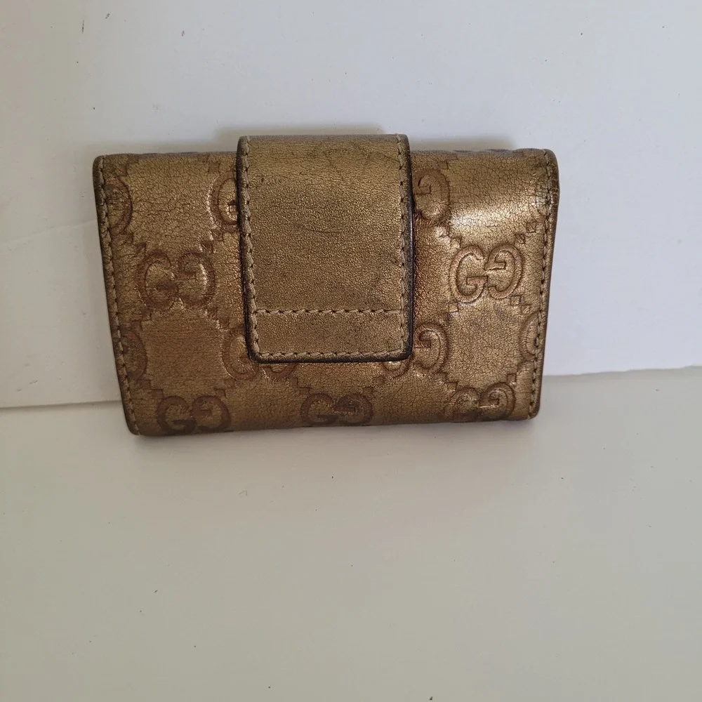 Gucci Guccissima Metallic Gold Leather 6 Ring Key Case Wallet 212098-497927